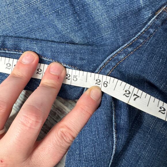 Madewell 9” Skinny Jeans Women’s Size 29P Petite Blue Denim Raw Hem Stretch - Picture 7 of 8